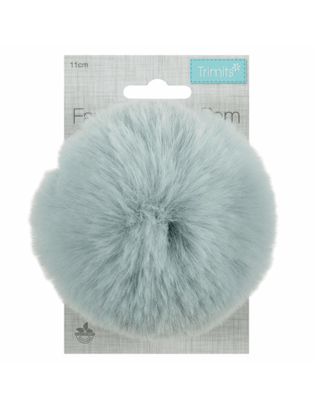 Imitatiebont pompon 11 cm - Grijsblauw