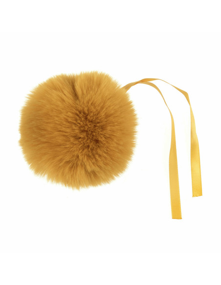 Imitatiebont pompon 11 cm - Mosterdkleur