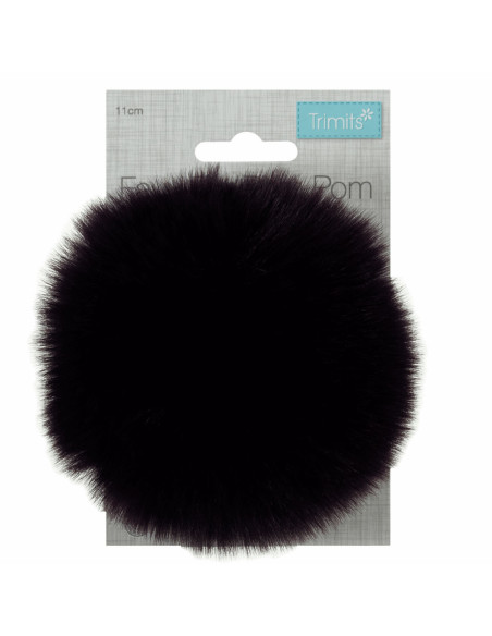 Imitatiebont pompon 11 cm - Aubergine