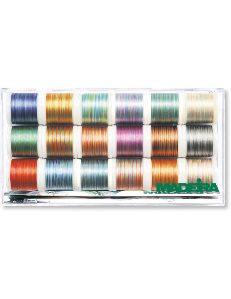 Doos met Polyneon 40 Multicolor borduurgarens Madeira