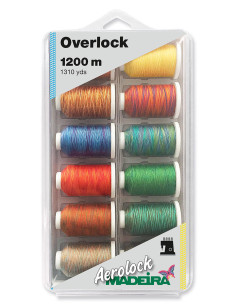 Doos met 12 kegels voor overlockmachine Aerolock nr. 125 Madeira - Multicolor