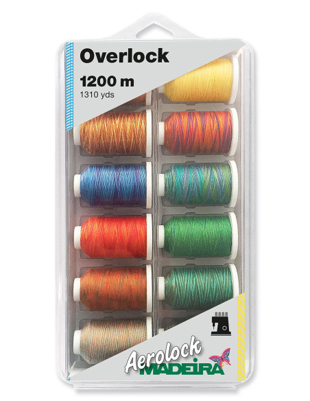Doos met 12 kegels voor overlockmachine Aerolock nr. 125 Madeira - Multicolor