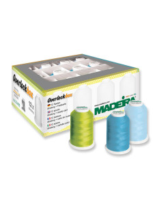 Doos met 12 kegels voor overlockmachine Overlockbox Madeira - Apple & Blue