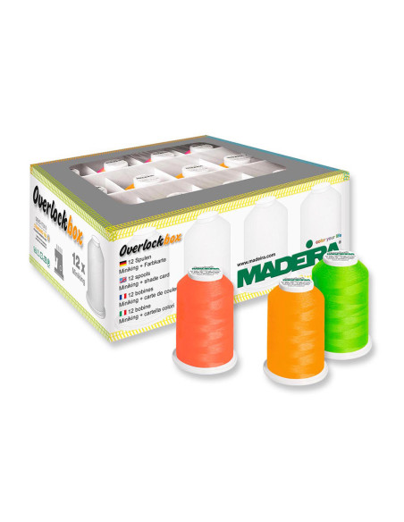 Doos met 12 kegels voor overlockmachine Overlockbox Madeira - Neon box