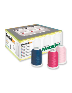 Doos met 12 kegels voor overlockmachine Overlockbox Madeira - Navy & Pink