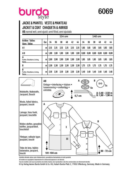Mantel- en jassenpatroon - Burda 6069