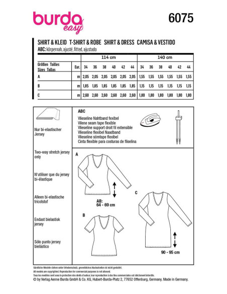 T-shirt en jurk patroon - Burda 6075