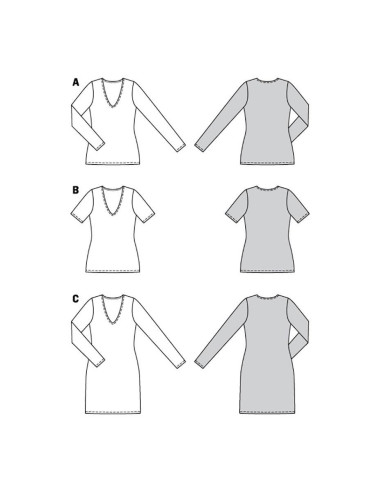 T-shirt en jurk patroon - Burda 6075