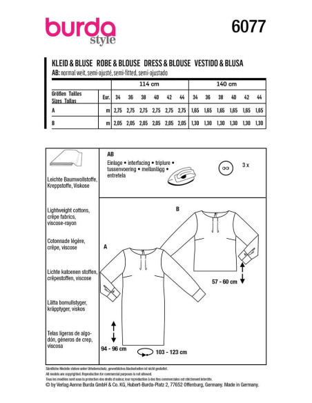 Jurk en blouse patroon - Burda 6077