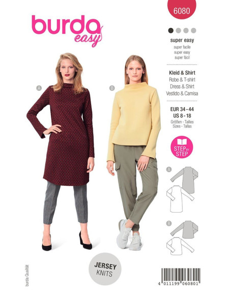 Jurk en T-shirt patroon - Burda 6080