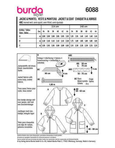 Jas- en mantelpatroon - Burda 6088