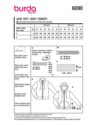 Jas patroon - Burda 6090