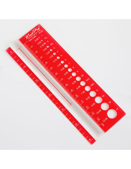Steekproefliniaal en naaldenmeter KnitPro