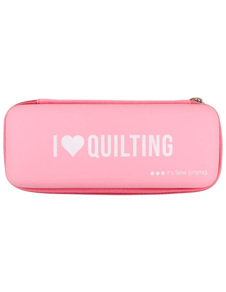 Roze opbergtas voor roterend mes - I love quilting