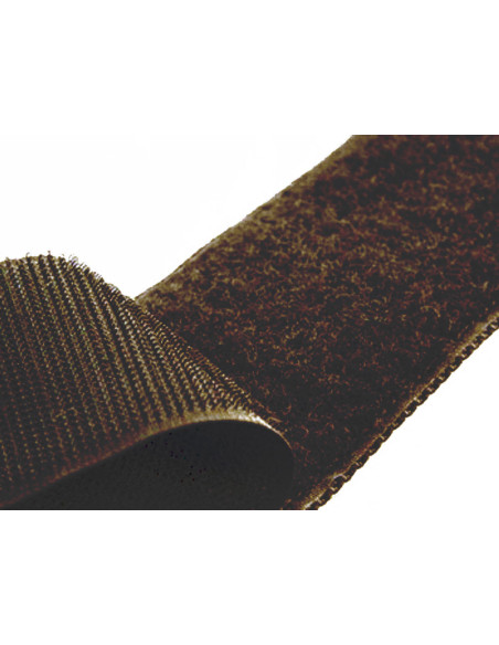 Donkerbruin klittenband om te naaien, 20 mm breed per meter