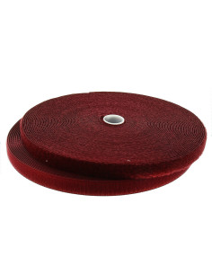 Bordeaux klittenband om te naaien, 20 mm breed, rol van 25 meter