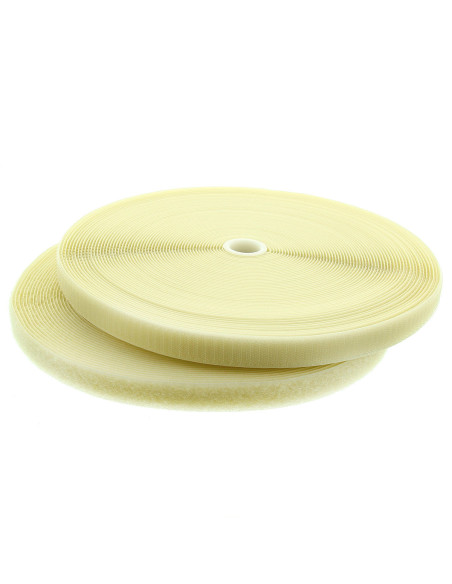 Zelfklevende klittenband om te naaien, ecru, 20 mm breed, rol van 25 meter