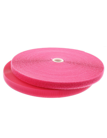Fuchsia klittenband om te naaien, 20 mm breed, rol van 25 meter.