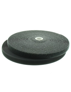 Donkergrijze naaibare klittenband 20 mm breed rol van 25 meter