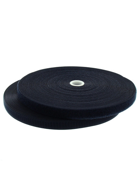 Marineblauwe klittenband om te naaien, 20 mm breed, rol van 25 meter.