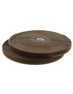 Lichtbruine naaibare klittenband 20 mm breed rol van 25 meter