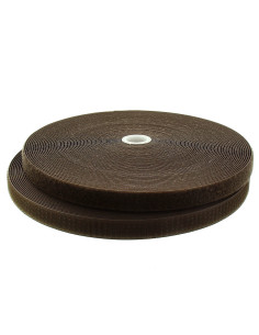 Donkerbruine naaibare klittenband 20 mm breed rol van 25 meter