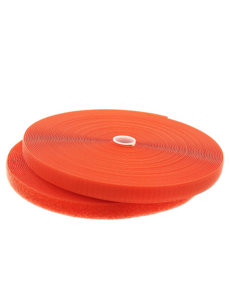 Oranje klittenband om te naaien 20 mm breed rol van 25 meter