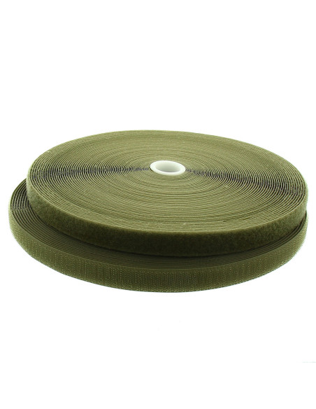 Klittenband om te naaien kaki 20 mm breed rol van 25 meter