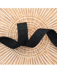 Polyester lurex band met katoenen look - Zwart en goud
