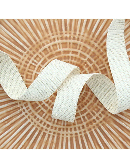 Polyester lurex band met katoenen uitstraling - Crème en goud
