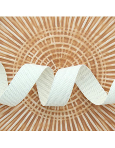 Polyester lurex band met katoenen uitstraling - Crème en zilver