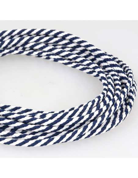 Cordelière platte anorak - Vlechtwerk marineblauw en wit