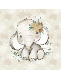 Lichte sweaterstof paneel 40 cm x 50 cm - Afrikaanse olifant