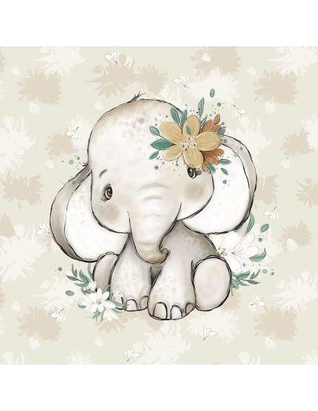 Lichte sweaterstof paneel 40 cm x 50 cm - Afrikaanse olifant