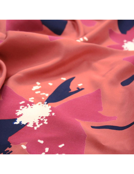 Viscose popeline stof Anémona terracotta - Églantine & Zoé