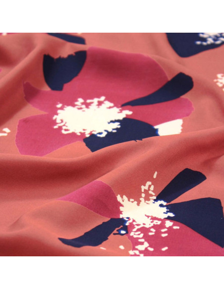 Viscose popeline stof Anémona terracotta - Églantine & Zoé