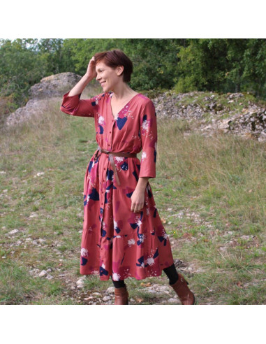 Viscose popeline stof Anémona terracotta - Églantine & Zoé
