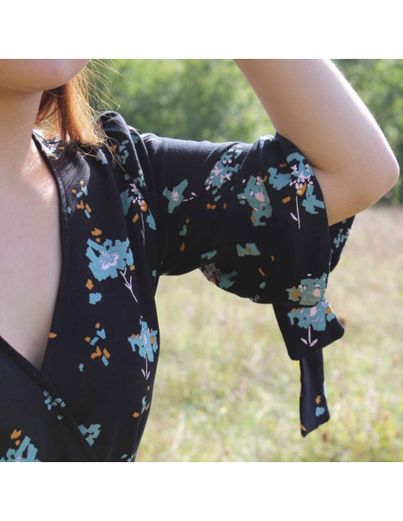 Zwarte drop viscose crêpe stof Ocella - Églantine & Zoé
