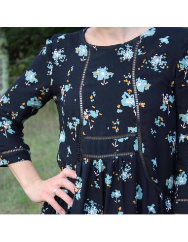 Zwarte drop viscose crêpe stof Ocella - Églantine & Zoé