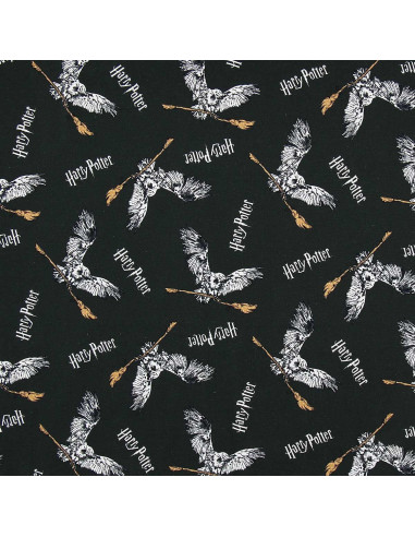 Harry Potter jersey stof - Uil en bezemsteel