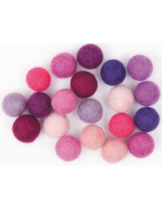 Viltballen - Gemengd roze en paars