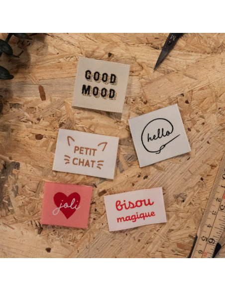 Set van 5 geweven labels - Cozy assortiment