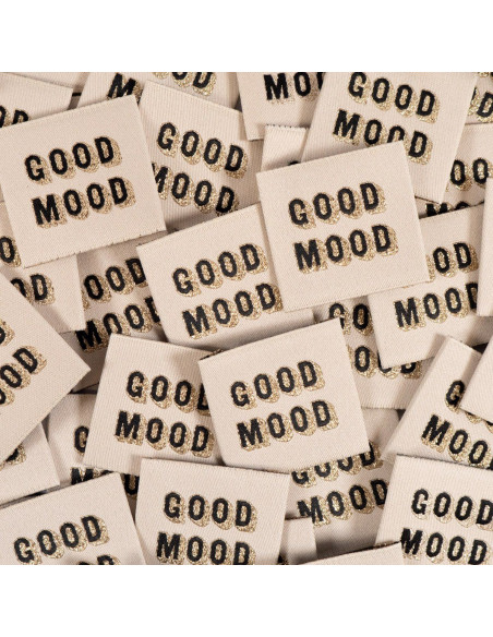 Set van 5 geweven labels - Good Mood