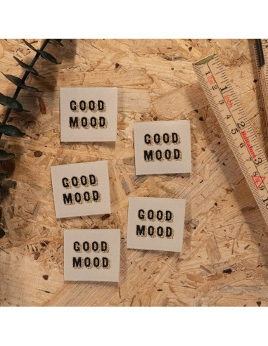 Set van 5 geweven labels - Good Mood