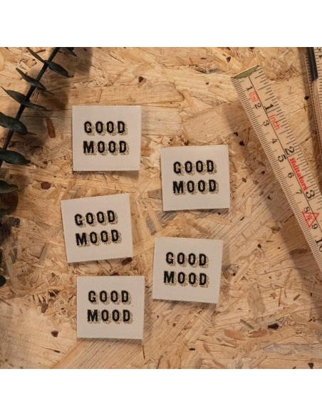Set van 5 geweven labels - Good Mood