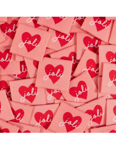 Set van 5 geweven labels - Mooi Hart