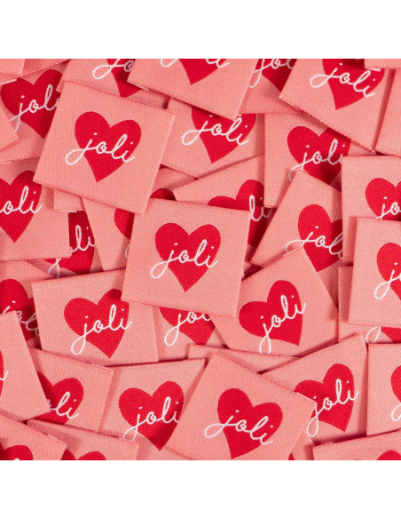 Set van 5 geweven labels - Mooi Hart