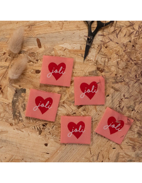 Set van 5 geweven labels - Mooi Hart