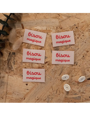 Set van 5 geweven labels - Magische Kus