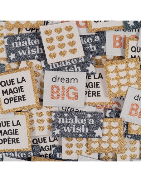 Set van 5 geweven labels - Shiny assortiment